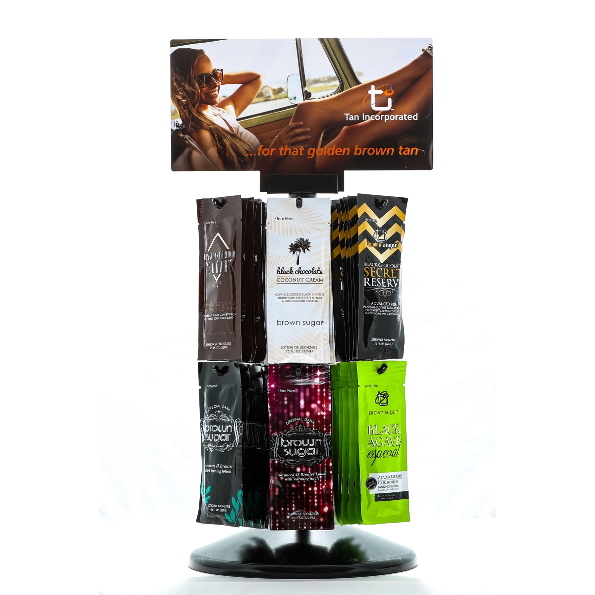Download Tan Inc Rotating Sachet Display - EMPTY - Peak Tanning and Beauty Supplies Ltd