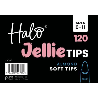 Halo Jellie Nail Tips Almond Sizes 0-11 (Mixed Pack of 120)