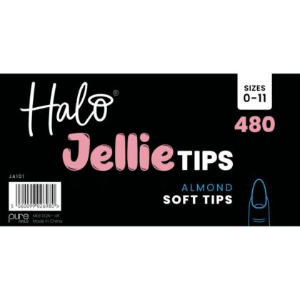 Halo Jellie Nail Tips Almond Sizes 0-11 (Mixed Pack of 480)