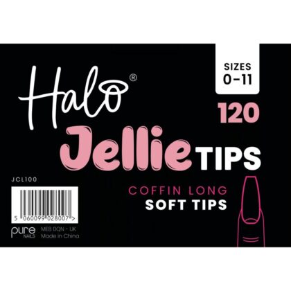 Halo Jellie Nail Tips Coffin LONG Sizes 0-11 (Mixed Pack of 120)