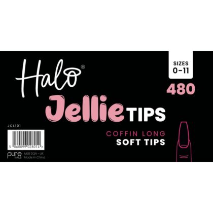 Halo Jellie Nail Tips Coffin Sizes 0-11 (Mixed Pack of 480)