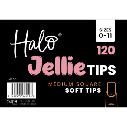 Halo Jellie Nail Tips Medium Square Sizes 0-11 (Mixed Pack of 120)