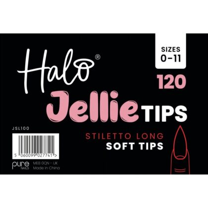 Halo Jellie Nail Tips Stiletto LONG Sizes 0-11 (Mixed Pack of 120)