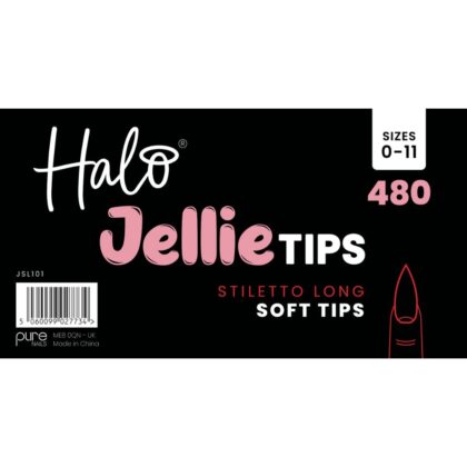 Halo Jellie Nail Tips Stiletto LONG Sizes 0-11 (Mixed Pack of 480)