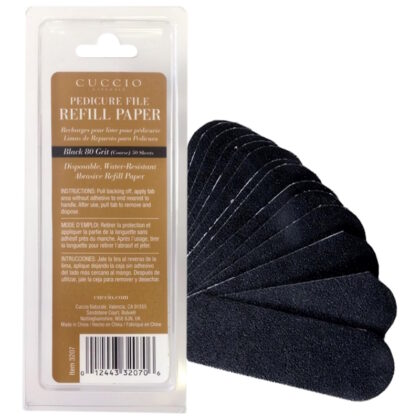 Cuccio Stainless Steel Pedicure File Refill 80 Grit Black (PK50)
