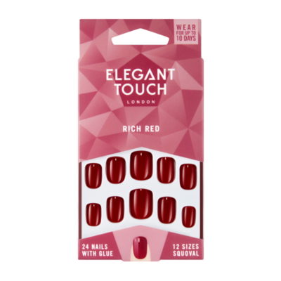 Elegant Touch Rich Red False Nails