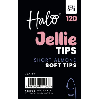Halo Jellie Nail Tips Short Almond Sizes 0-11 (Mixed Pack of 120)