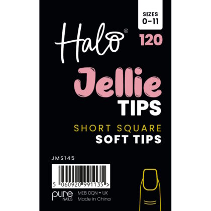 Halo Jellie Nail Tips Short Square Sizes 0-11 (Mixed Pack of 120)