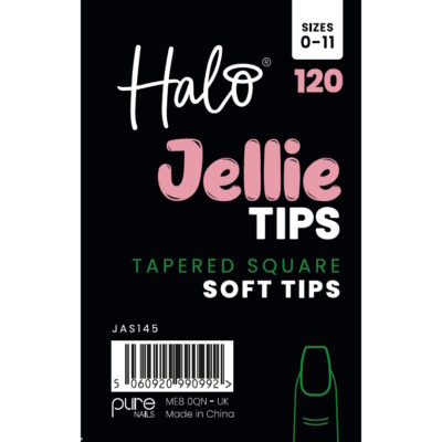 Halo Jellie Nail Tips Tapered Square Sizes 0-11 (Mixed Pack of 120)