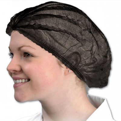 Spray Tan Disposable Pleated Mob Caps Black (Pack of 100)