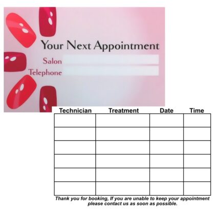 Nail Manicure Pedicure Appointment Cards (Pack of 100)