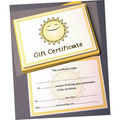 Sunbed Tanning Gift Vouchers (Pack of 25)
